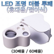 LED 조명 더블 루페(휴대용/접이식)-30배율/60배율 겸용