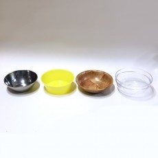 여러가지물질그릇4종(금속,플라스틱,나무,유리그릇)