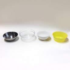 여러가지물질그릇5종(금속,유리,도자기,플라스틱,종이그릇)