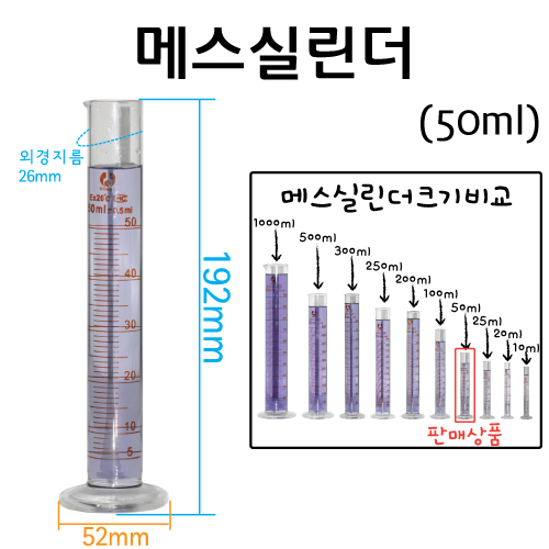 유리 메스실린더(눈금실린더)-50mL