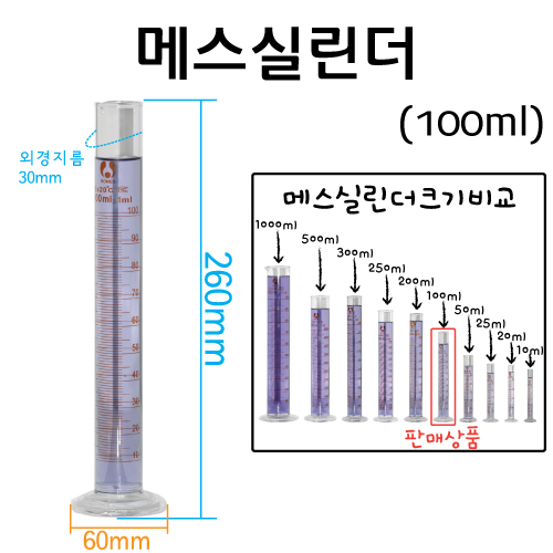 유리 메스실린더(눈금실린더)-100mL